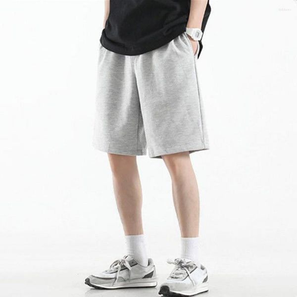 

men's shorts trendy men colorfast mid-rise knee length oversized solid color baggy sports sweat absorption, White;black