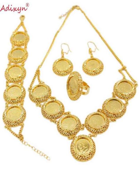 

adixyn est coin necklaceearringringbracelet jewelry sets for women gold color coins african bridal wedding gifts n10092 2112045852515, Silver