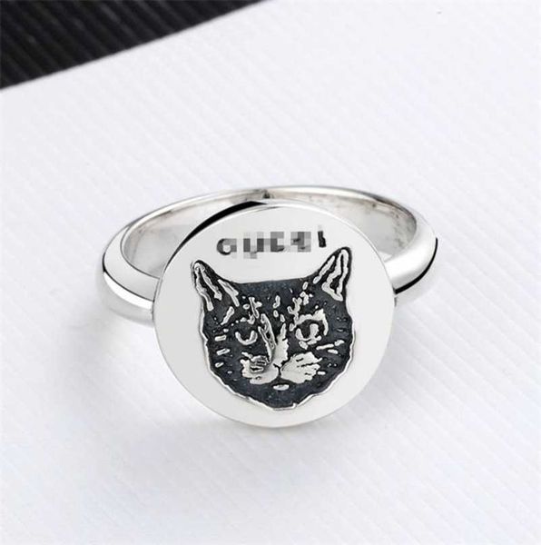 

designer jewelry bracelet necklace xiao same style ancient women's joseph round cat's head ring, Silver