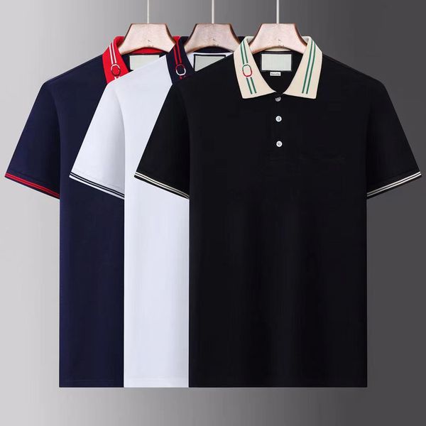 

fashion men's t-shirt men's polos casual luxury t-shirt embroidered hawaiian polo shirt cotton snake polo shirt asian size m-3xl, White;black