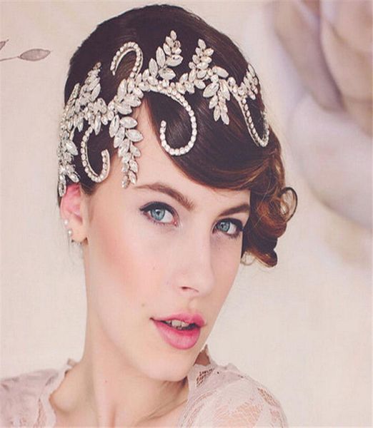 

vintage wedding bridal headband rhinestone forehead hairband crystal crown tiaras jewelry silver charming hair accessories headpie6735596, Slivery;golden