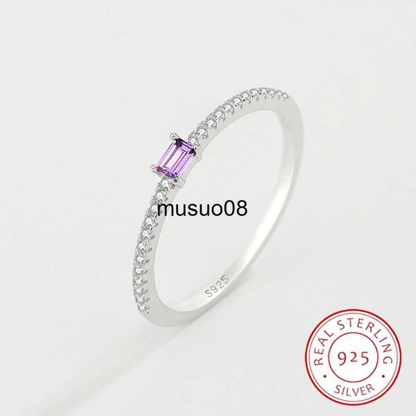 

band rings 2022 new simple genuine s925 silver ring for women amethyst single row of diamond zircon engagement valentine's day gift jew