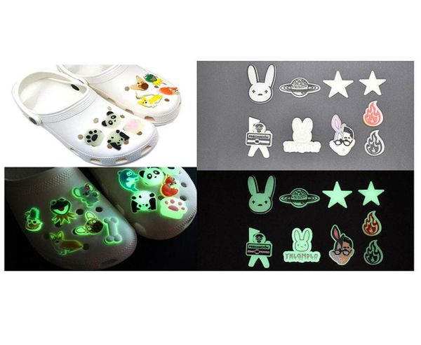 

whole luminous cartoon shoe charms pvc soft rubber shoecharms buckle glow in the dark fashion shoes accessories gift7093408, White;pink