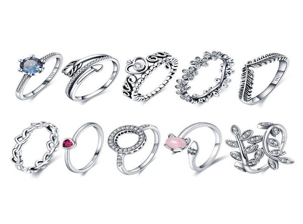 

cluster rings 925 sterling silver crown heart women fine jewelry gift flower pattern zircon got engaged banquet ring 20217596490, Golden;silver