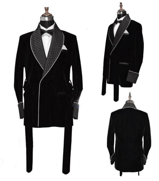 

winter spring velvet mens tuxedos overcoats long jacket groom party prom coat business wear outfit one suit3391818, Black;gray
