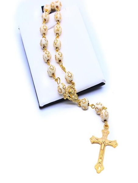 

car hanging cross string rosary beads plastic stamping cross bracelet4794627, Black