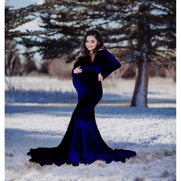 

maternity dresses p shooting for pregnant v-neck lace long sleeved wedding dress pregnant women pgraphy props, White