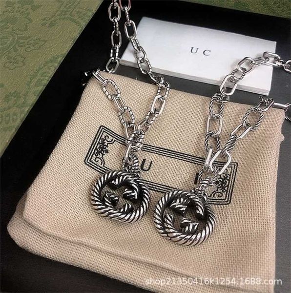 

designer jewelry bracelet necklace ring gs925 thread twist couple hip hop same old dyed black clavicle chain tide, Silver