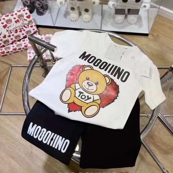 

childrens set suit boys girls sets kids short sleeve t-shirt child designer clother sports with letter tiger flower forest cotton white blac