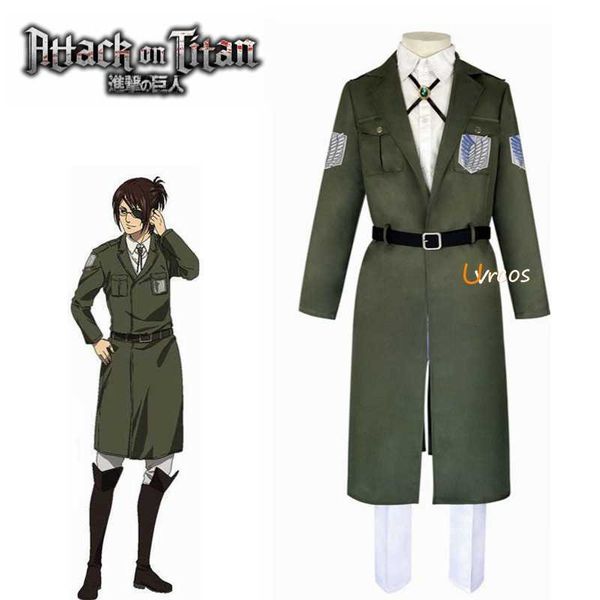 

anime costumes attack on titan 3 cosplay come trench coat eren jaeger long coat halloween outfit z0602, Black