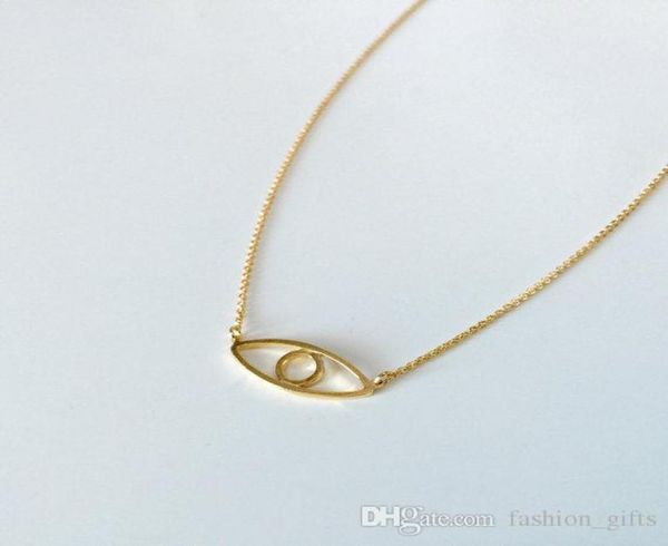 

1 eyeball hollow eye pendant chain necklace evil spirit devil human simple lucky turkey geometric round jewelry3183619, Silver