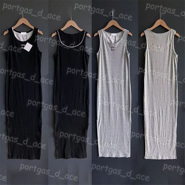 

embroidered women dress sleeveless tank dress slit design knit dresses, Black