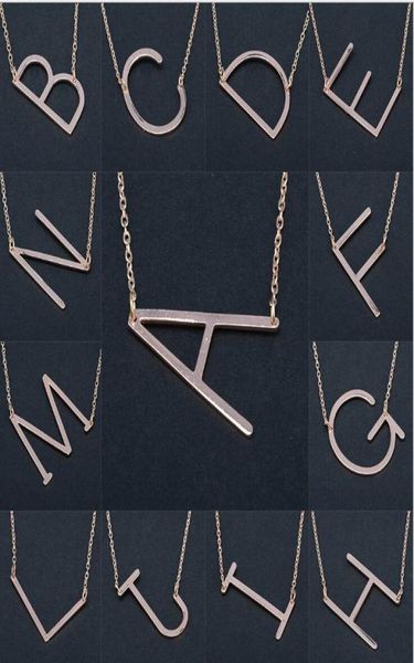 

new fashion women letter pendant necklace az letter name initial gold silver plated stainless steel necklace pendant for women be1201340