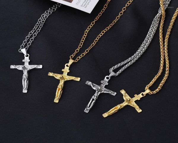 

chains necklace for man alloy jesus cross pendant gold and silver men039s hip hop keel chain4189625