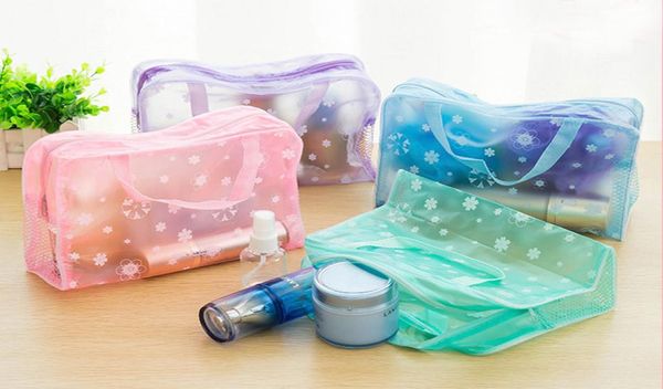 

whole chinamakeup bags cosmetic bags transparent waterproof pvc bag floral print for toilet bathing pouch travel e0043615800