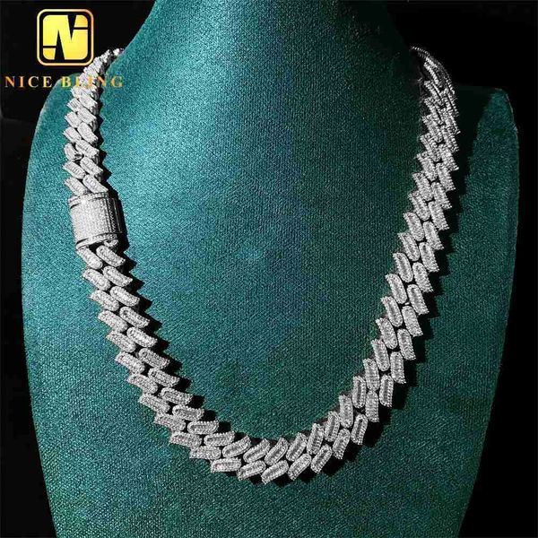 

factory price hip hop cuban link necklace iced out emerald cut diamond jewelry 5a cubic zirconia cuban chains, Silver