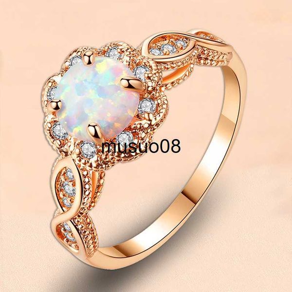 

band rings 18k gold plated opal ring- white fire opal amethyst cubic zirconia women jewelry gemstone engagement anniversary ring size j23060, Silver
