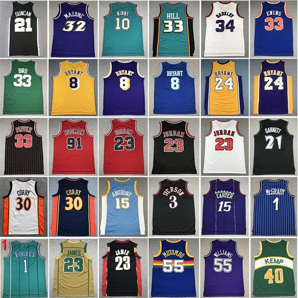 

mitchell ness stitched retro basketball jerseys michael allen iverson scottie pippen dennis rodman bryant tracy mcgrady garnett malone larry, Black;red