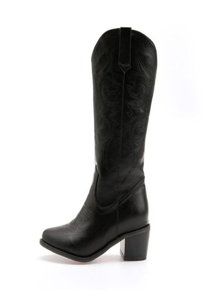 

pointed toe western cowgirl boots winter warm cowboy boots shoes women botas mujer black brown plus size 41 2011281483227