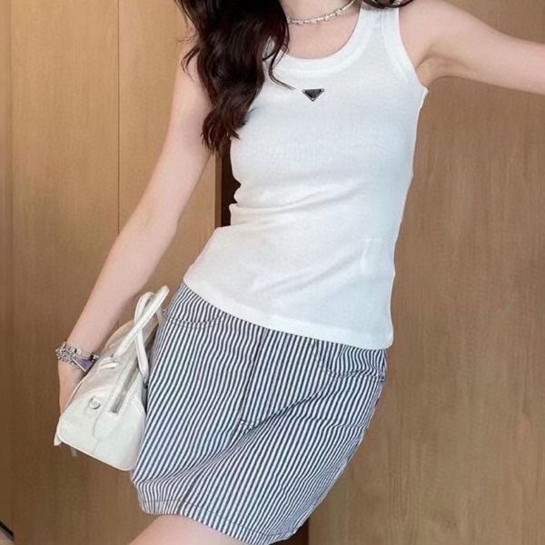 

women's tanks designer tank summer slim t shirts vest knits tee knitted sport yoga tees sleeveless skinny, White