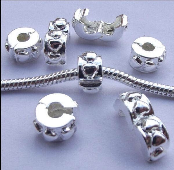 

european pendant silver plating safe lock beads safety ser beads alloy loose positioning button charms fit bracelets necklace 5272307, Black