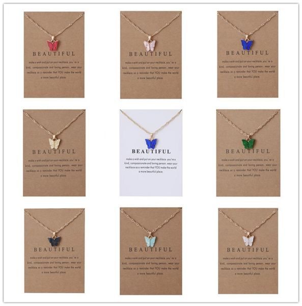 

acrylic butterfly pendant necklace constellation alloy pendant necklace chain jewelry gift card for women6121981, Golden;silver