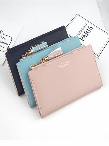 

wallets lism 2021 tassel wallet for women pretty long wallet leather portefeulle zippered women1025058, Red;black