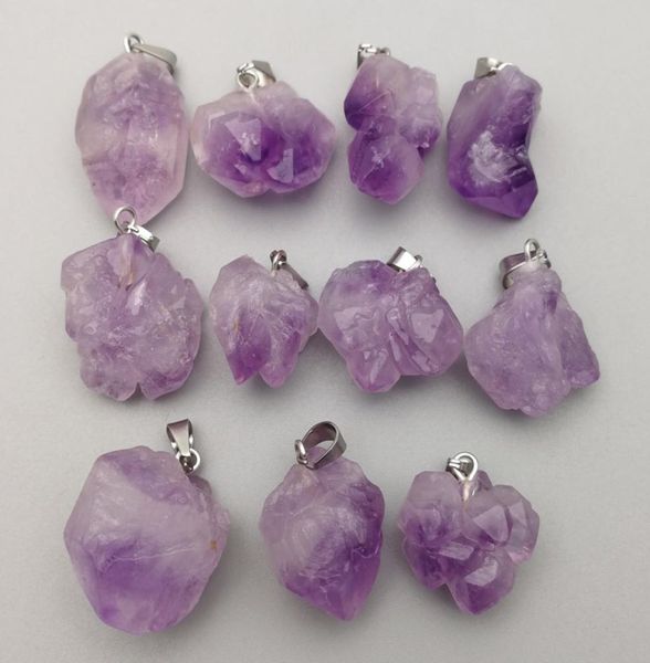 

natural stone stripe irregular amethysts charms pendants for necklace earrings jewelry making5819789, Bronze;silver