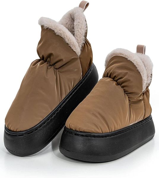 

winter women039s plush slippers memory foam comfortable waterproof cushioning thick sole nonslip dark brown2899793, Black