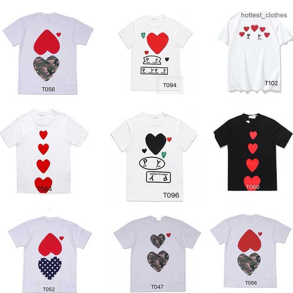 

play designer men's t shirts cdg brand small red heart badge casual polo shirt clothing ox2o, White;black