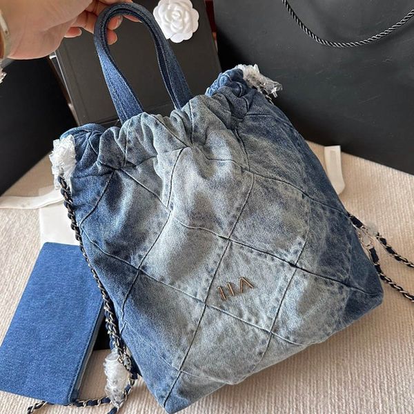

denim portable women large tote backpack silver hardware binding crossbody designer bag outdoor travel shoulder bag longchammp tote luxurys