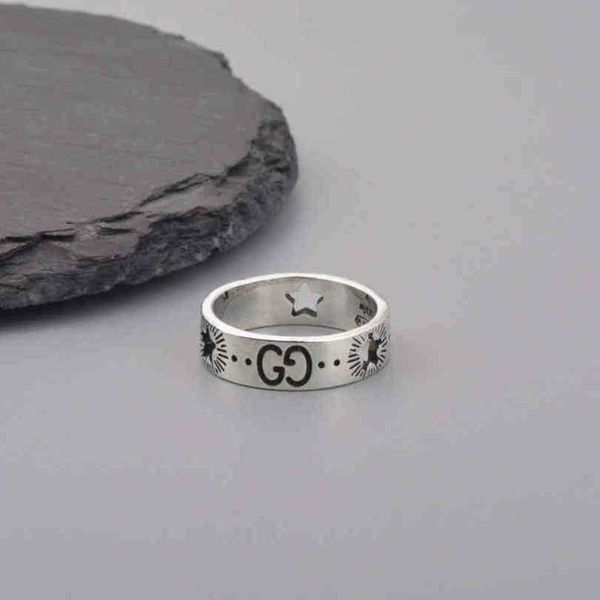 

new 2023 designer jewelry bracelet necklace hollow out small star old wind pentagram english male female lovers ring, Silver