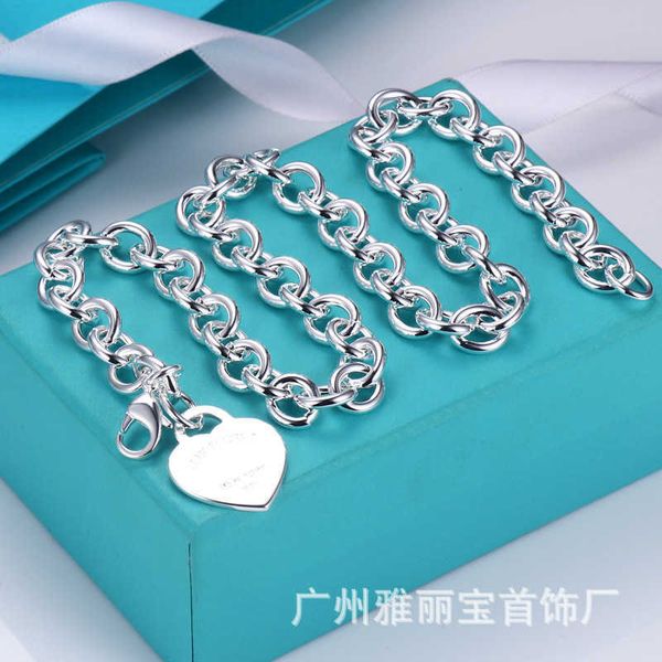 

designer ay love necklace female cnc steel stamp letter peach heart pendant egg shaped ring thick chain tie lover, Black