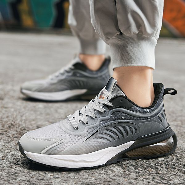 

big size trendy sneakers light breathable mesh shoes comfortable mens running shoes non-slip vulcanized shoes for men, Black