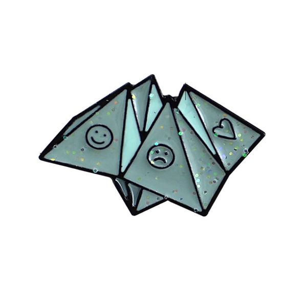 

blue creative cartoon brooches origami smile face paint enamel pins alloy brooch for women funny denim shirt badge jewelry friend 4228509, Gray