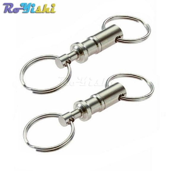 

10pcslot removable keyring quick release keychain dual detachable key ring snap lock holder steel chrome plated pullapart key ri2929445, Black