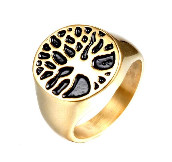 

stainless steel retro silver gold religious rings jewel new egypt tree of life egyptian ring jewellery items for men 7886384, Golden;silver