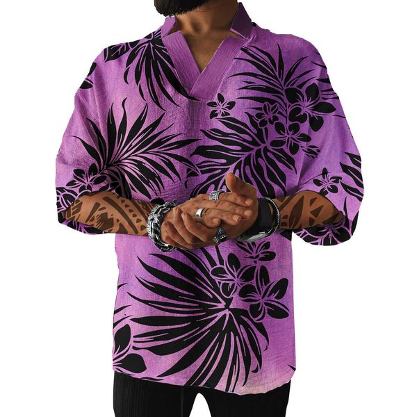 

green plumeria print vneck oversized t shirt polynesian samoan tradition pattern summer t shirt sport for men fcb, White;black