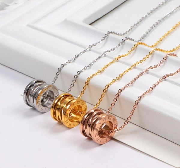 

stainless steel hollow out spring pendant women designer necklaces roman numerals rose colors lover necklace fashion c6359786, Silver
