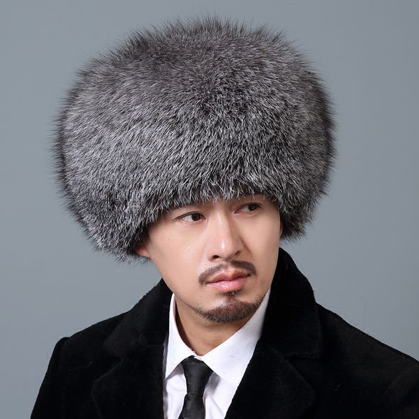 

full covered real fox fur hat russian trapper hat ushanka hat hunter hat warm ski outdoor cap, Blue;gray
