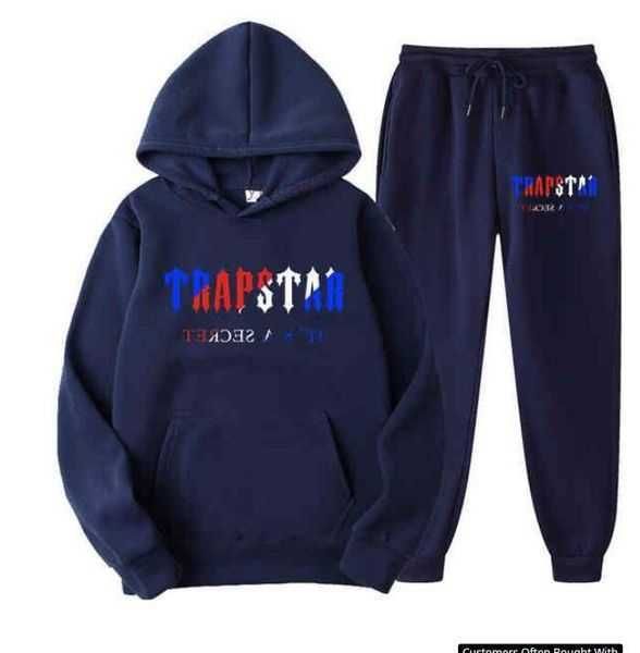 

tracksuit trapstar brand printed sportswear men's shirts 16 colors warm two pieces set loose hoodie sweatshirt pants 56894 1 zr9s, Black