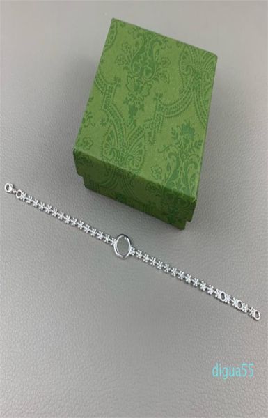 

womans 925 sterling silver bracelet fashion hand catenary lady luxurys designers bracelet silver link chain women jewelry letter2904280, Black