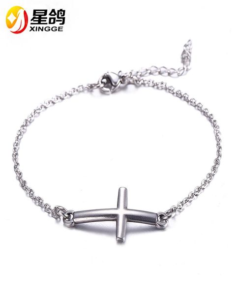 

jesus christian womens mens stainless steel cross charms bracelets silver religious trendy chain bracelet lucky jewelry whole7794737, Golden;silver
