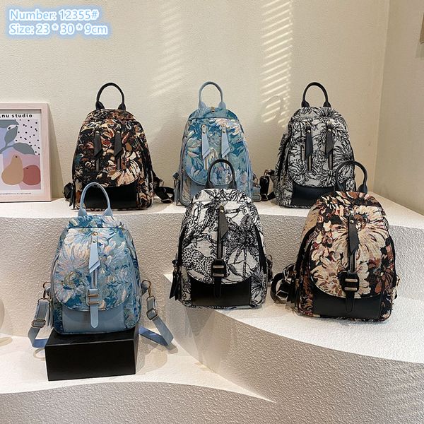 

Factory wholesale ladies shoulder bags 2 elegant printed handbag lightweight wear-resistant leather travel backpack flip double zipper fashion messenger bag, Grey