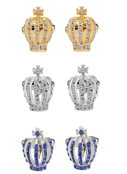 

new crystal crown cufflinks women gold silver enamel shirt french cuff links for men wedding engagement fashion jewelry gift bulk1312681