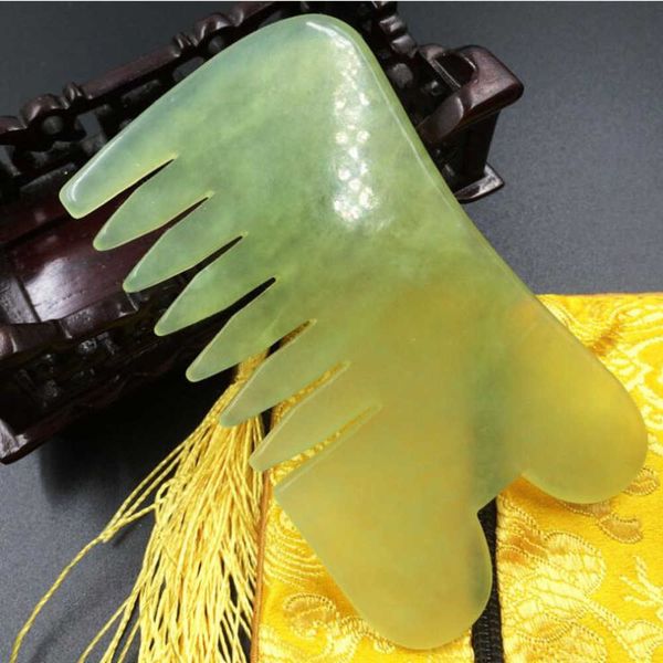 

2 in 1 natural jade stone massage combs guasha board square shape hand massager relaxation skin facial care tools peines de masaje