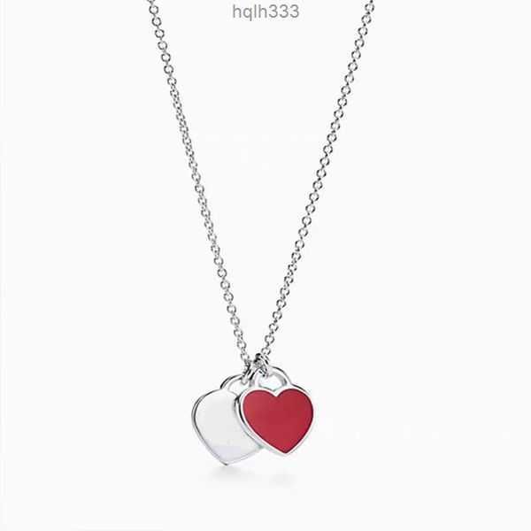 

designer jewelry heart necklace woman stainless steel blue pink green pendant jewellery luxury chains valentine day giftsj71os60y, Silver