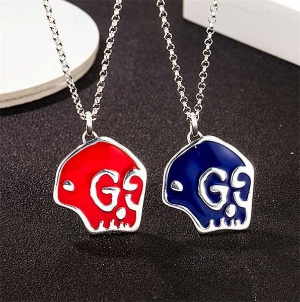 

designer jewelry bracelet necklace ring ghost skull sterling ins hip hop trend enamel drop glue versatile pendant, Silver
