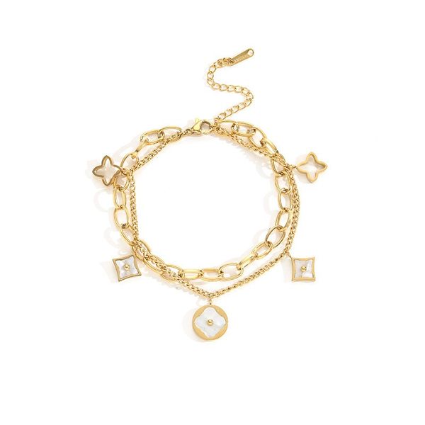 

designer clover bracelet high-quality classic 4/four leaf clover charm bracelets bangle chain 18k gold plated agate shell women&girls bracel, Black