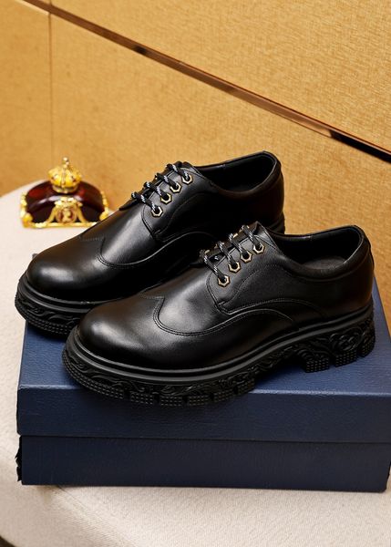 

2023 men dress shoes fashion business genuine leather oxfords mens brand designer wedding party office flats size 38-45, Black